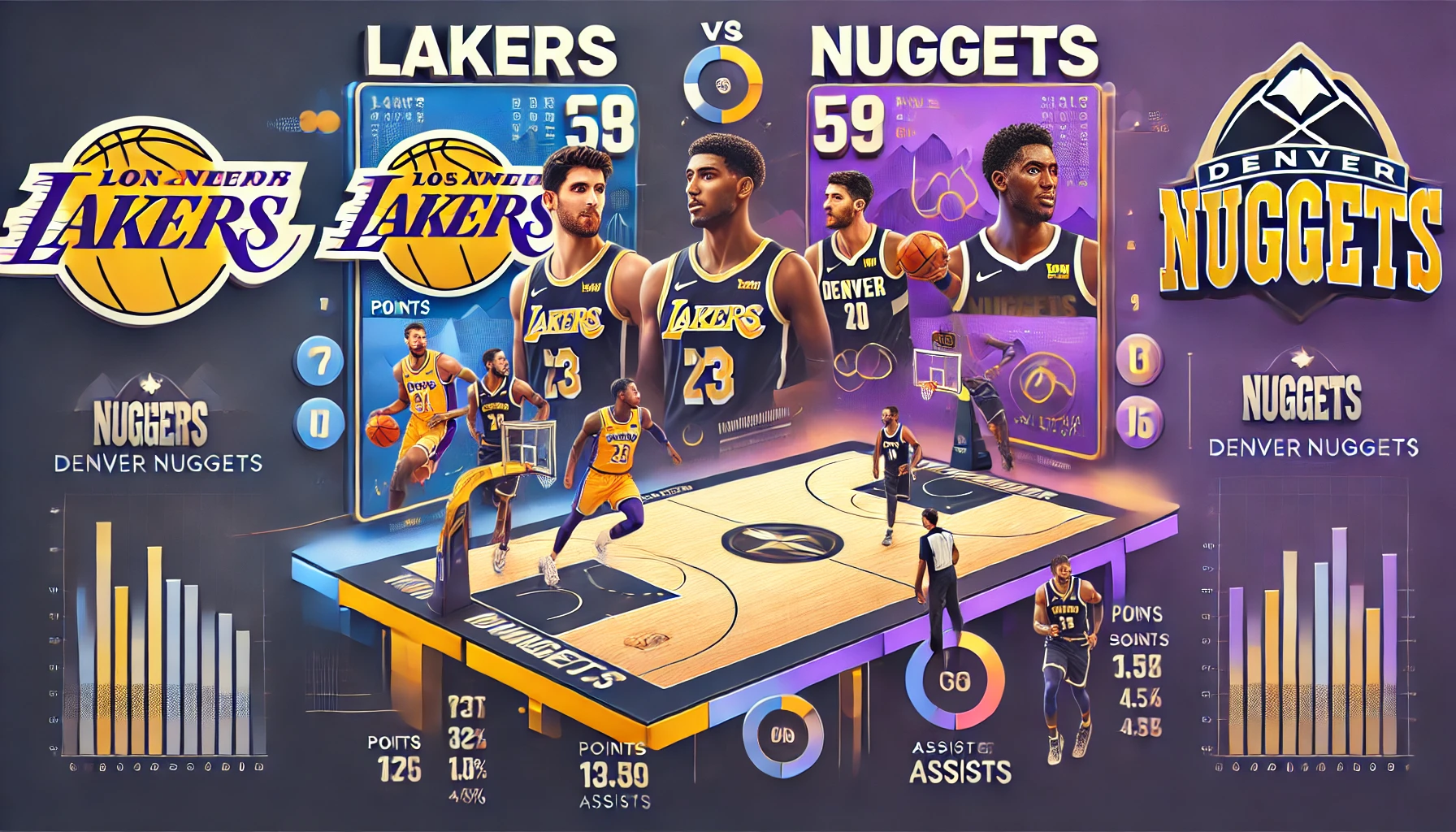 lakers vs denver nuggets match player stats